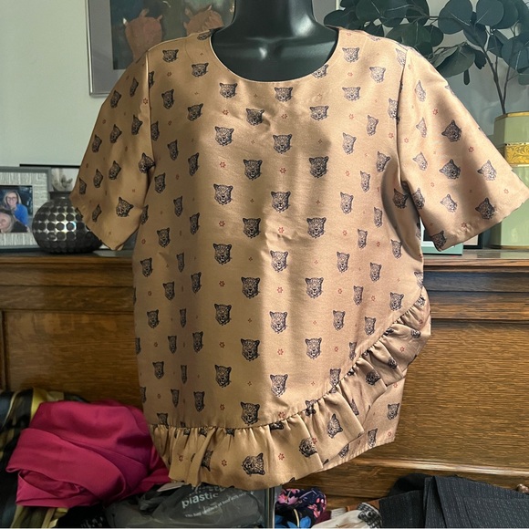 Scotch & Soda Brown Patterned Shirt with Ruffle Detail - Picture 4 of 13